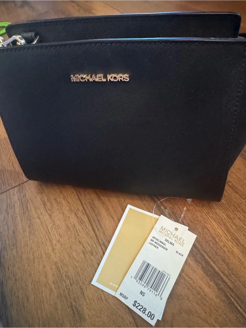 Michael Kors Black Leather Crossbody with Gold Hardware